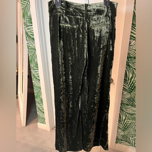 NWT Frame Panne Crushed Velvet Wide Leg Trousers in Deep Moss Size 6 - Picture 5 of 13